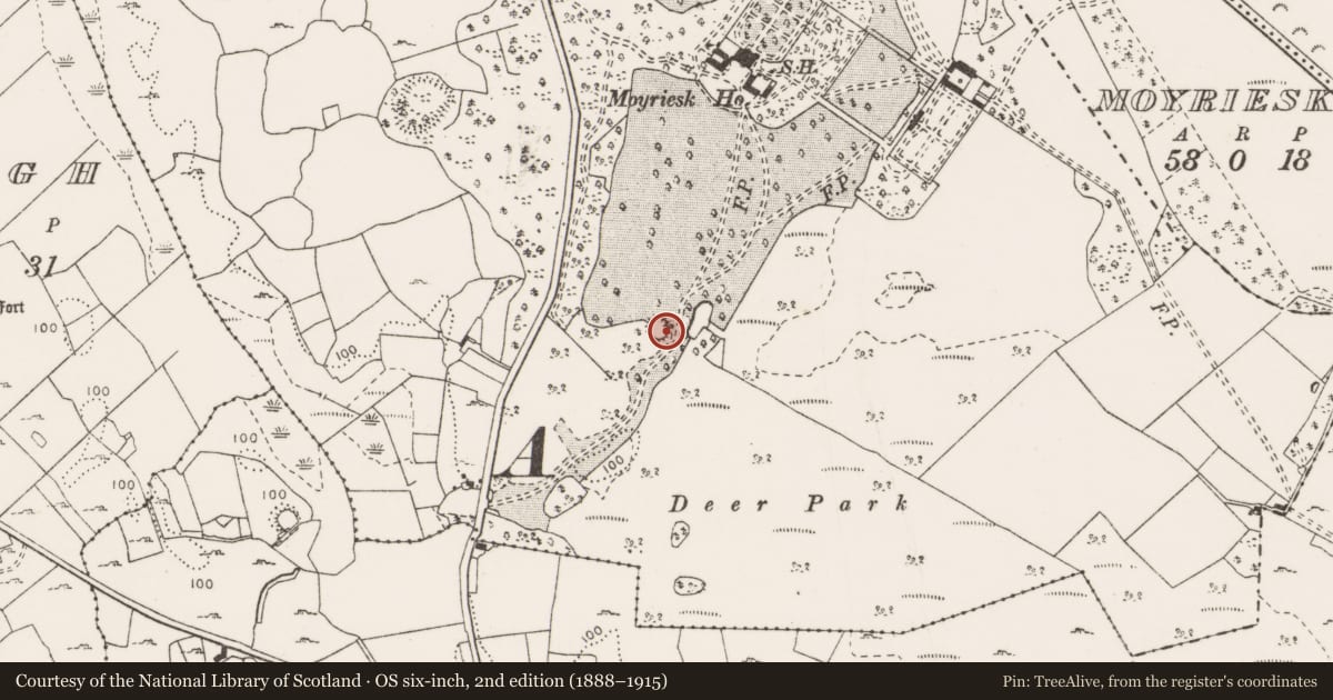 Ordnance Survey six-inch map, 2nd edition (1888–1915) covering the location of House - indeterminate date, Moyriesk, County Clare, with a pin at the register's coordinates