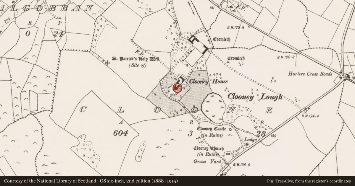 Ordnance Survey six-inch map, 2nd edition (1888–1915) covering the location of House - 18th/19th century, Clooney, County Clare, with a pin at the register's coordinates