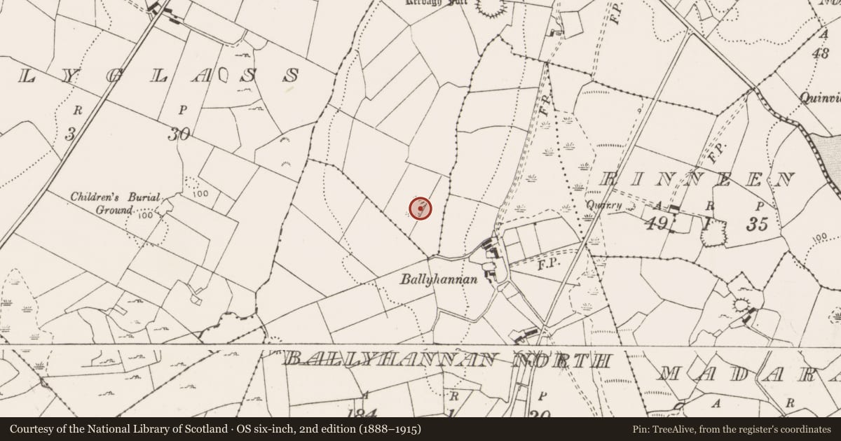 Ordnance Survey six-inch map, 2nd edition (1888–1915) covering the location of Ringfort - cashel, Keevagh, County Clare, with a pin at the register's coordinates