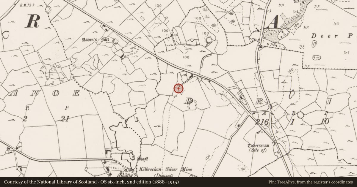Ordnance Survey six-inch map, 2nd edition (1888–1915) covering the location of Religious house - Franciscan friars, Drim, County Clare, with a pin at the register's coordinates