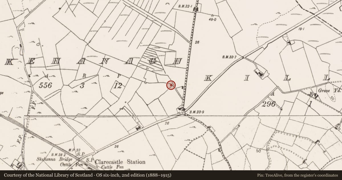 Ordnance Survey six-inch map, 2nd edition (1888–1915) covering the location of Quarry, Skehanagh, County Clare, with a pin at the register's coordinates