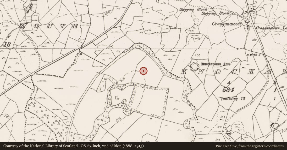 Ordnance Survey six-inch map, 2nd edition (1888–1915) covering the location of Ringfort - rath, Cranagher, County Clare, with a pin at the register's coordinates