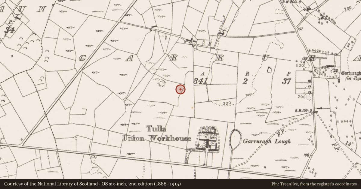 Ordnance Survey six-inch map, 2nd edition (1888–1915) covering the location of Kiln - lime, Garruragh, County Clare, with a pin at the register's coordinates