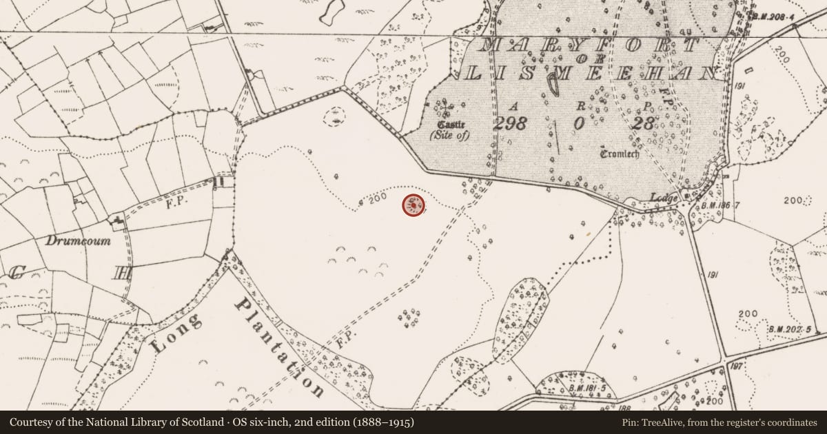 Ordnance Survey six-inch map, 2nd edition (1888–1915) covering the location of Enclosure, Maryfort Or Lismeehan, County Clare, with a pin at the register's coordinates