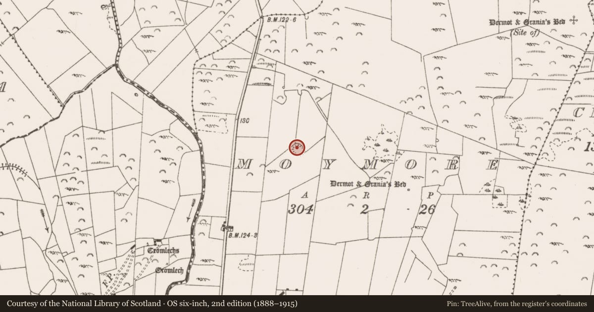 Ordnance Survey six-inch map, 2nd edition (1888–1915) covering the location of Ringfort - rath, Moymore, County Clare, with a pin at the register's coordinates