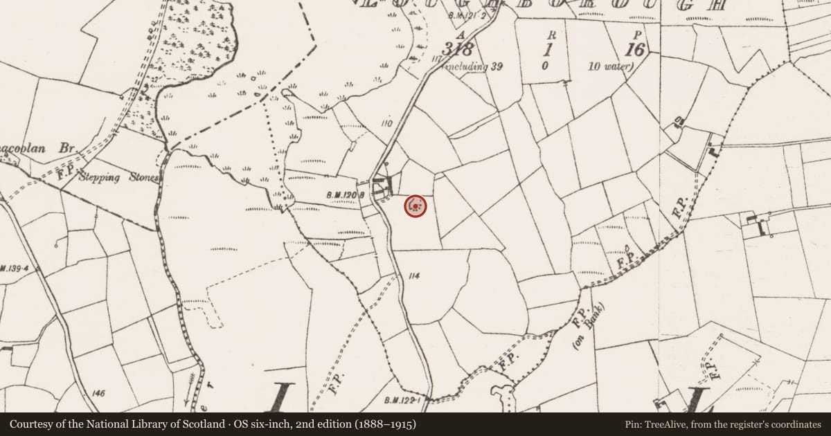 Ordnance Survey six-inch map, 2nd edition (1888–1915) covering the location of Enclosure, Loughborough, County Clare, with a pin at the register's coordinates