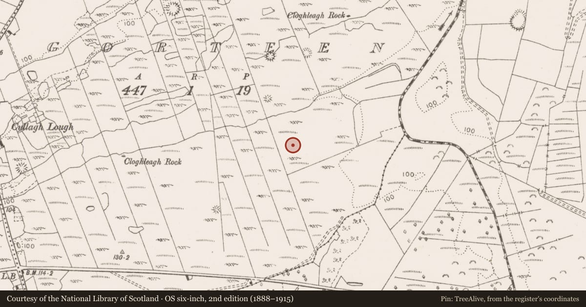 Ordnance Survey six-inch map, 2nd edition (1888–1915) covering the location of Enclosure, Gorteen, County Clare, with a pin at the register's coordinates