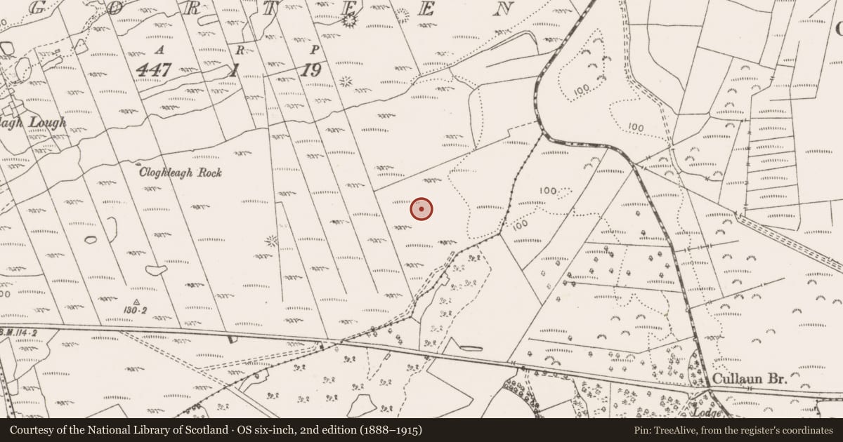 Ordnance Survey six-inch map, 2nd edition (1888–1915) covering the location of Enclosure, Gorteen, County Clare, with a pin at the register's coordinates