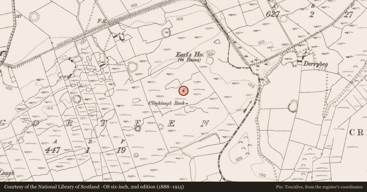 Ordnance Survey six-inch map, 2nd edition (1888–1915) covering the location of Enclosure, Gorteen, County Clare, with a pin at the register's coordinates
