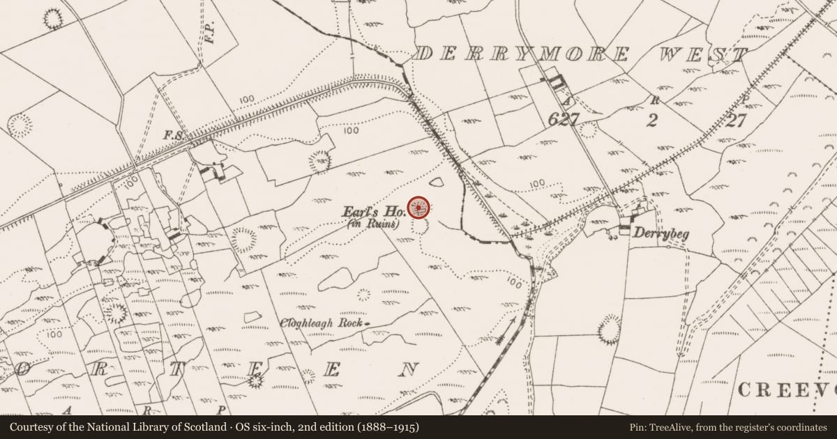 Ordnance Survey six-inch map, 2nd edition (1888–1915) covering the location of Enclosure, Gorteen, County Clare, with a pin at the register's coordinates