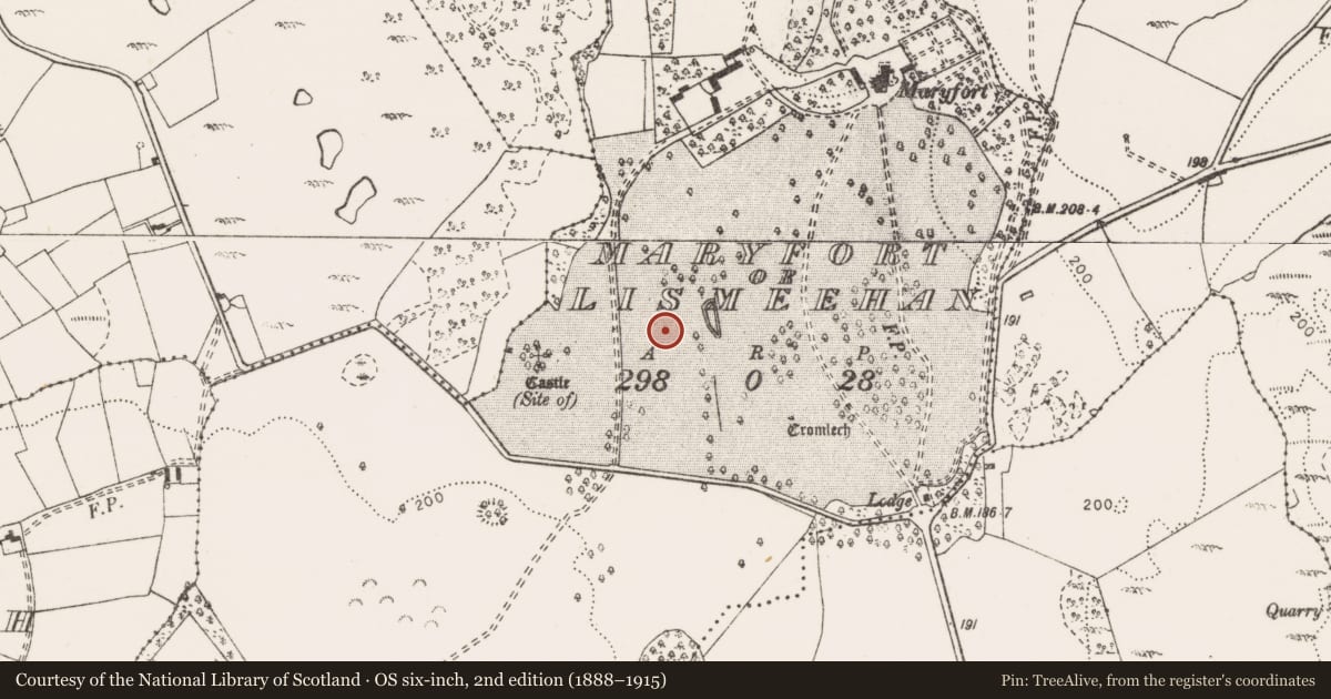 Ordnance Survey six-inch map, 2nd edition (1888–1915) covering the location of Ringfort - rath, Maryfort Or Lismeehan, County Clare, with a pin at the register's coordinates