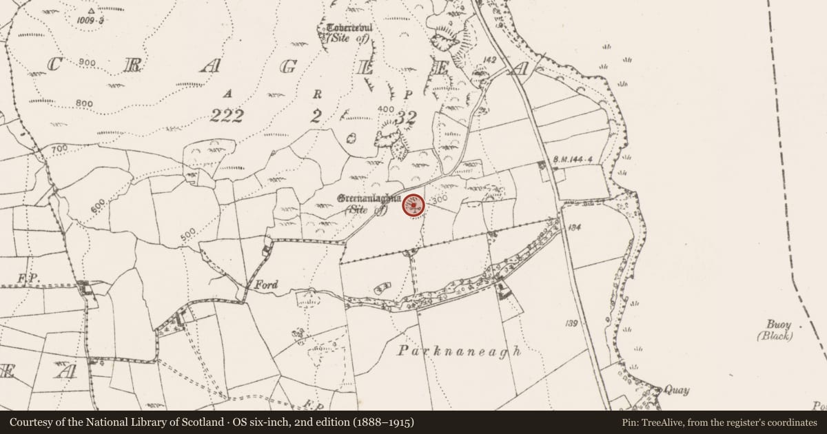 Ordnance Survey six-inch map, 2nd edition (1888–1915) covering the location of Ringfort - unclassified, Craglea, County Clare, with a pin at the register's coordinates