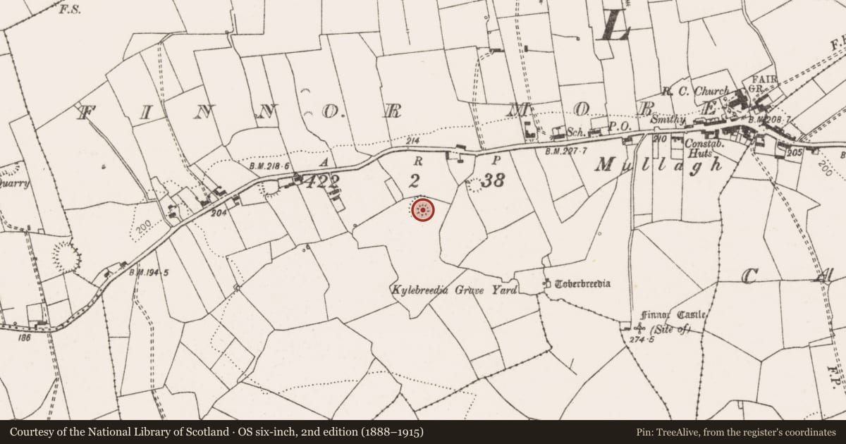 Ordnance Survey six-inch map, 2nd edition (1888–1915) covering the location of House - indeterminate date, Finnor More, County Clare, with a pin at the register's coordinates