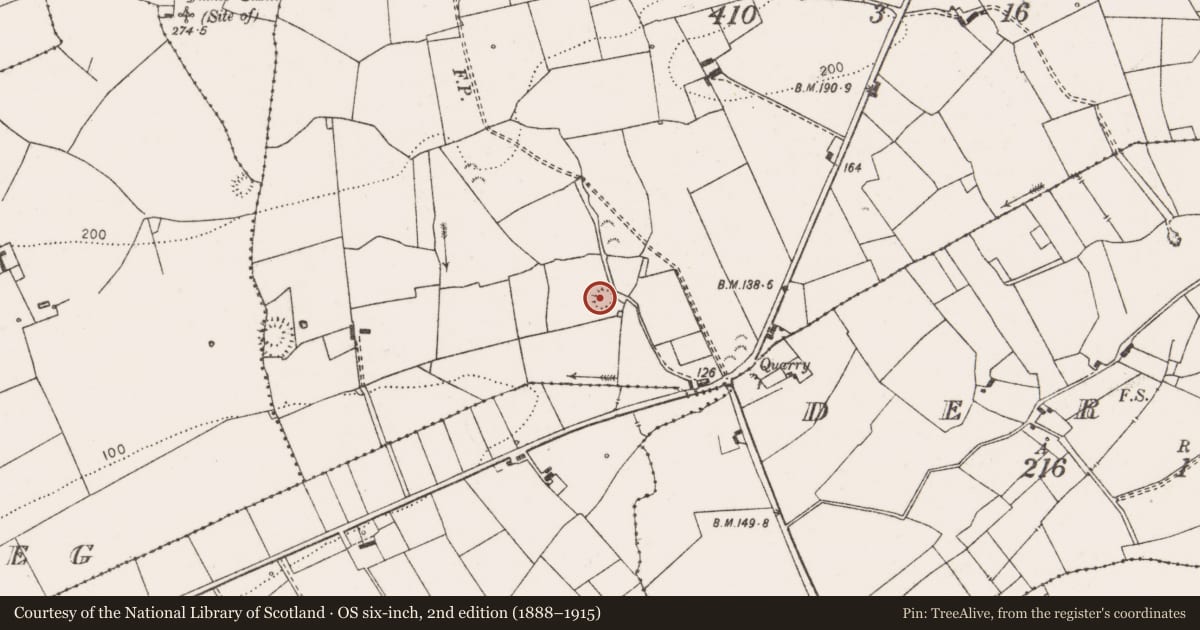Ordnance Survey six-inch map, 2nd edition (1888–1915) covering the location of Ringfort - rath, Carrowlagan, County Clare, with a pin at the register's coordinates