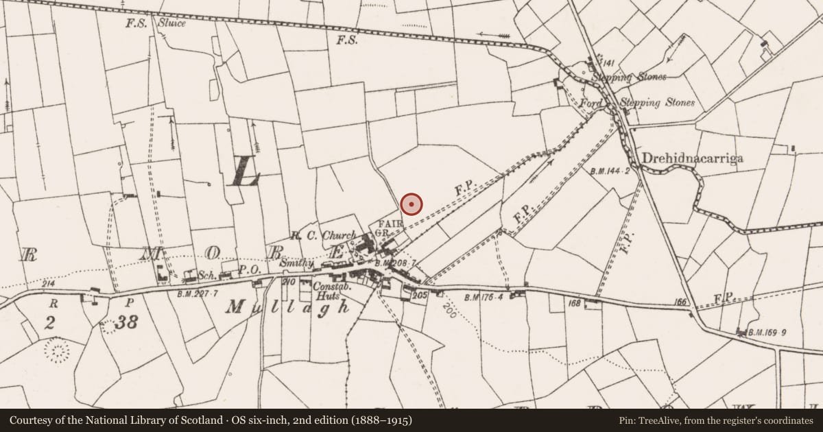 Ordnance Survey six-inch map, 2nd edition (1888–1915) covering the location of Kiln - corn-drying, Finnor More, County Clare, with a pin at the register's coordinates