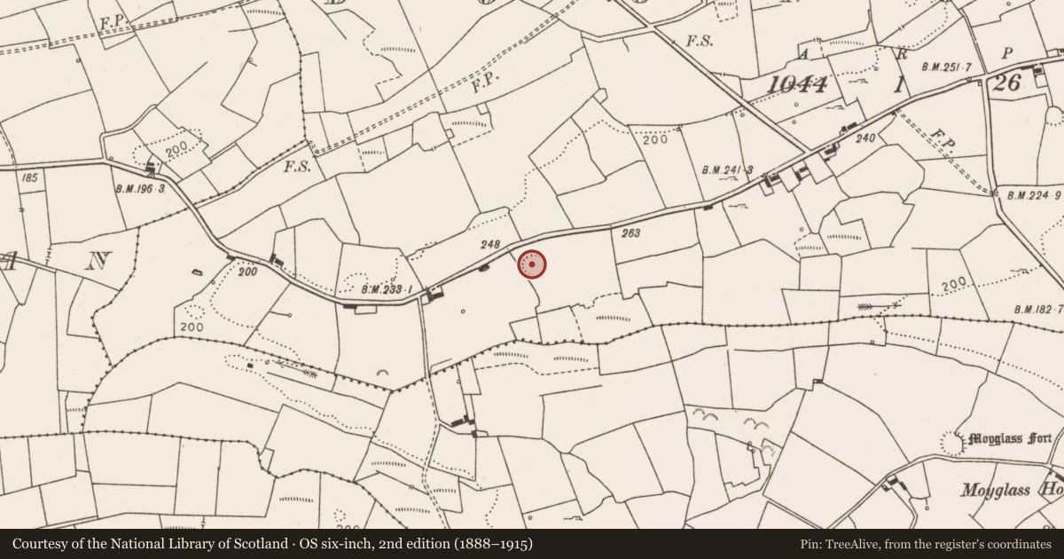 Ordnance Survey six-inch map, 2nd edition (1888–1915) covering the location of Ringfort - rath, Doonogan, County Clare, with a pin at the register's coordinates