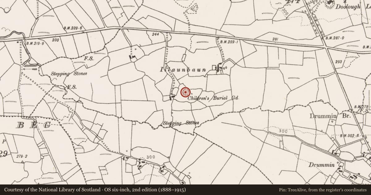 Ordnance Survey six-inch map, 2nd edition (1888–1915) covering the location of Ringfort - rath, Treanmanagh, County Clare, with a pin at the register's coordinates