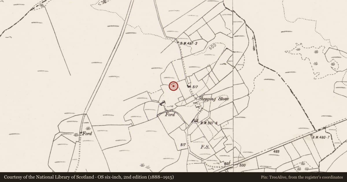 Ordnance Survey six-inch map, 2nd edition (1888–1915) covering the location of Megalithic tomb - unclassified, Glenmore, County Clare, with a pin at the register's coordinates