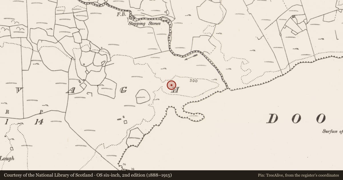 Ordnance Survey six-inch map, 2nd edition (1888–1915) covering the location of Sweathouse, Creevagh, County Clare, with a pin at the register's coordinates