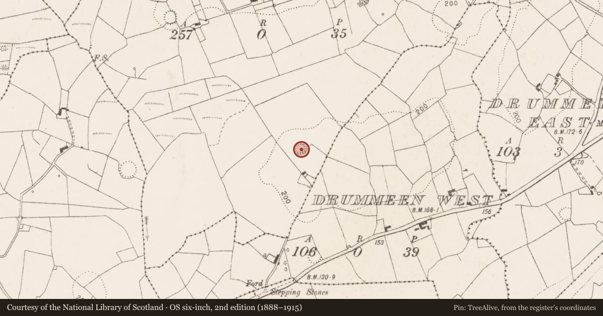 Ordnance Survey six-inch map, 2nd edition (1888–1915) covering the location of Ringfort - rath, Drumadrehid, County Clare, with a pin at the register's coordinates