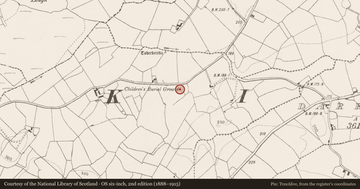 Ordnance Survey six-inch map, 2nd edition (1888–1915) covering the location of Ringfort - rath, Lismulbreeda, County Clare, with a pin at the register's coordinates