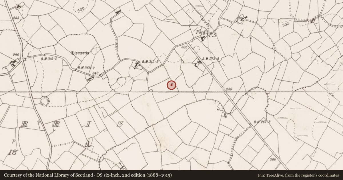 Ordnance Survey six-inch map, 2nd edition (1888–1915) covering the location of Ritual site - holy well, Caherea, County Clare, with a pin at the register's coordinates