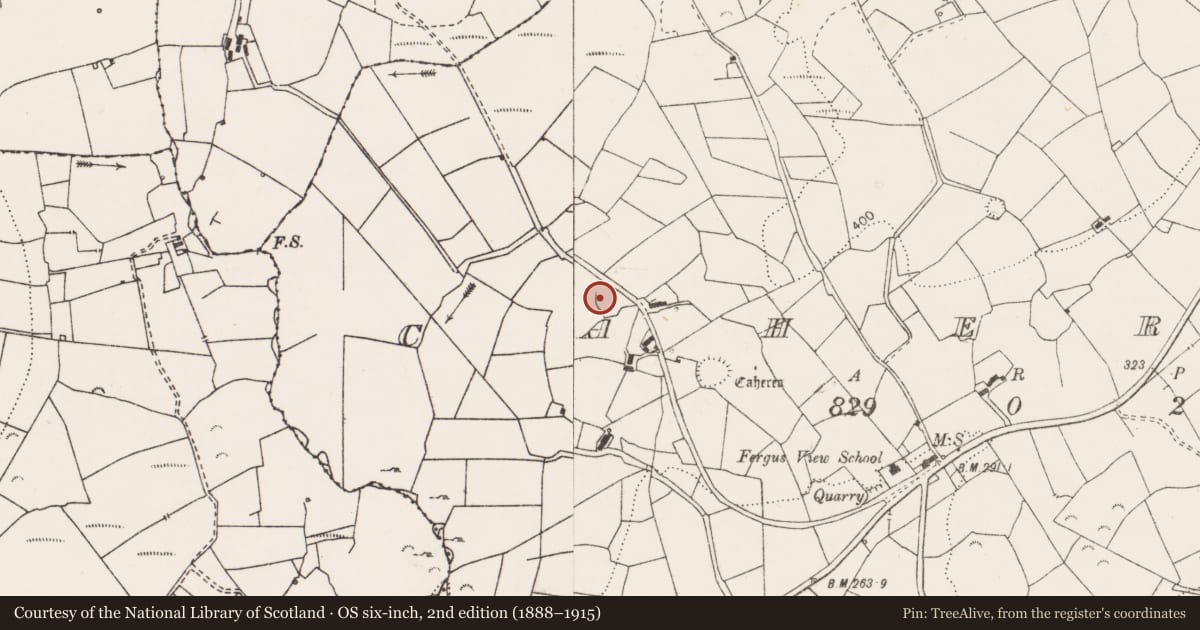 Ordnance Survey six-inch map, 2nd edition (1888–1915) covering the location of Ringfort - rath, Caherea, County Clare, with a pin at the register's coordinates