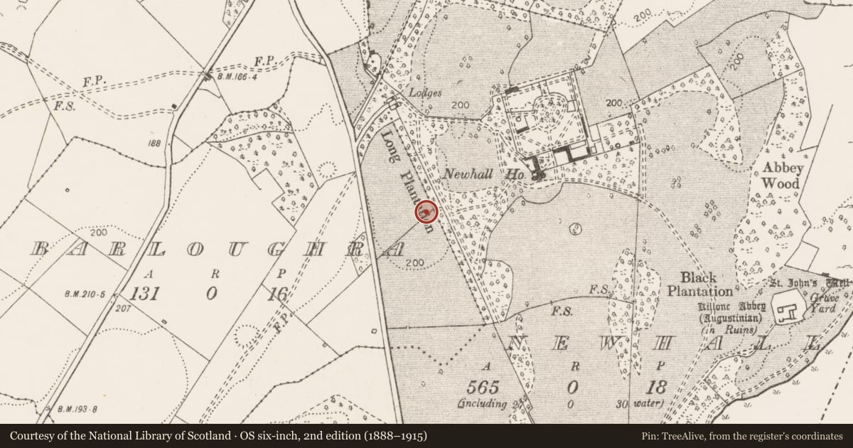 Ordnance Survey six-inch map, 2nd edition (1888–1915) covering the location of Ringfort - rath, Barloughra, County Clare, with a pin at the register's coordinates