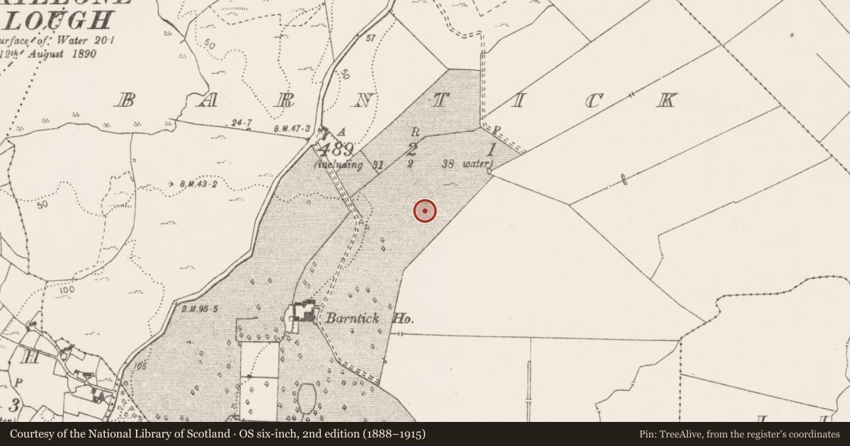Ordnance Survey six-inch map, 2nd edition (1888–1915) covering the location of Structure, Barntick, County Clare, with a pin at the register's coordinates