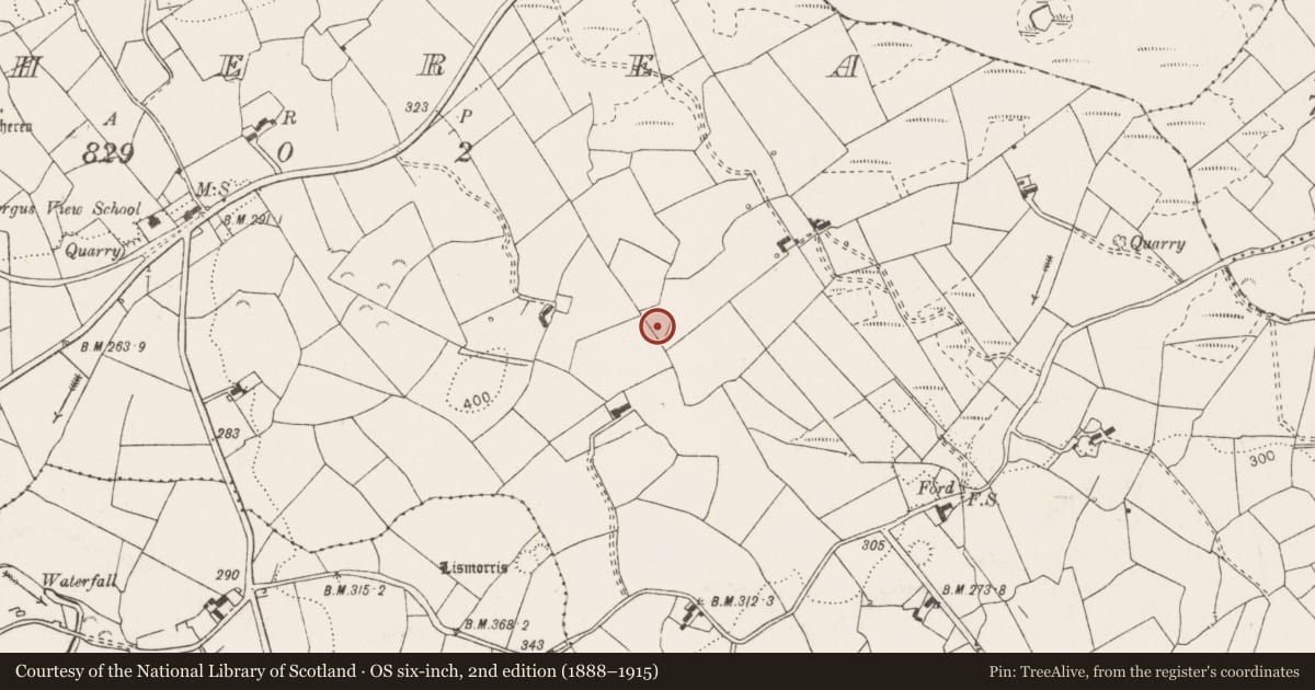 Ordnance Survey six-inch map, 2nd edition (1888–1915) covering the location of Ringfort - rath, Caherea, County Clare, with a pin at the register's coordinates