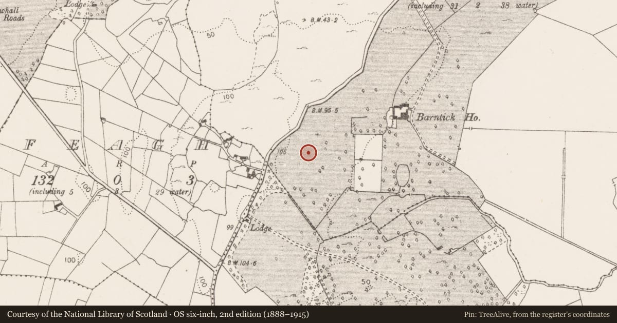 Ordnance Survey six-inch map, 2nd edition (1888–1915) covering the location of House - indeterminate date, Barntick, County Clare, with a pin at the register's coordinates