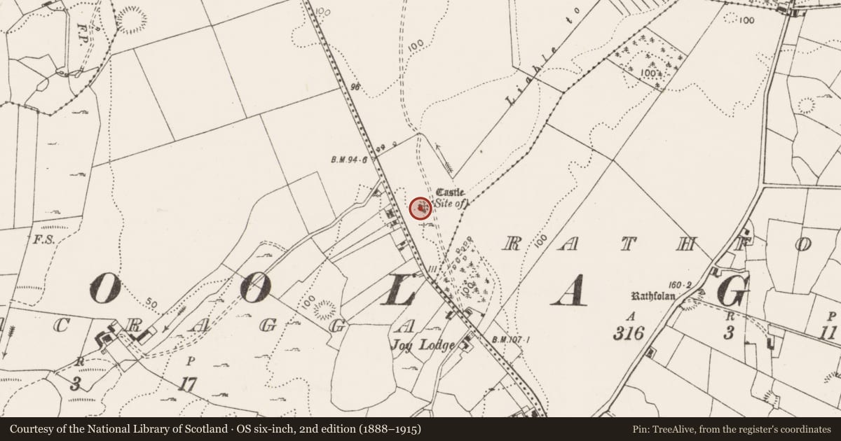 Ordnance Survey six-inch map, 2nd edition (1888–1915) covering the location of Castle - unclassified, Dromoland, County Clare, with a pin at the register's coordinates