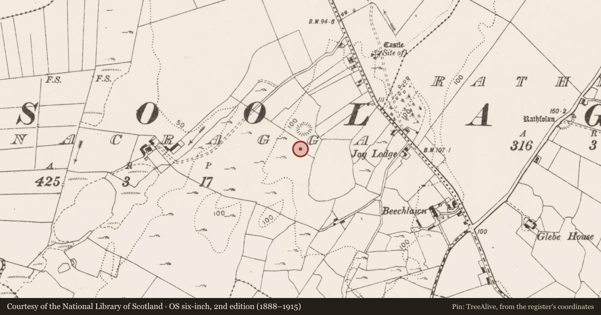 Ordnance Survey six-inch map, 2nd edition (1888–1915) covering the location of House - indeterminate date, Ballynacragga, County Clare, with a pin at the register's coordinates