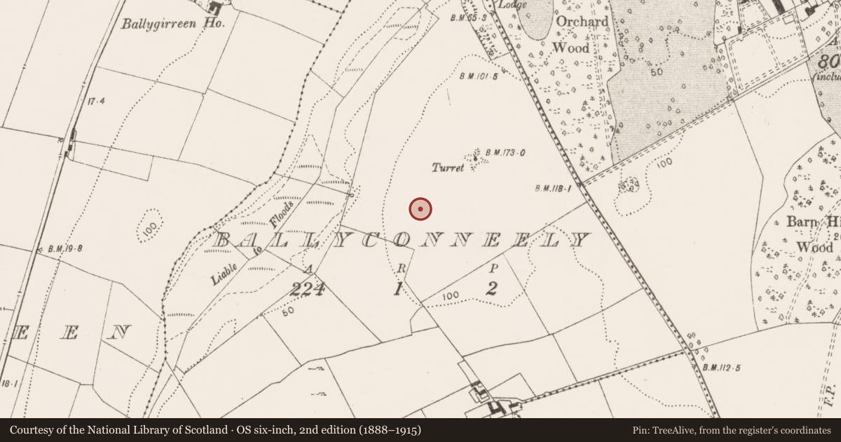 Ordnance Survey six-inch map, 2nd edition (1888–1915) covering the location of Barrow - unclassified, Ballyconneely, County Clare, with a pin at the register's coordinates