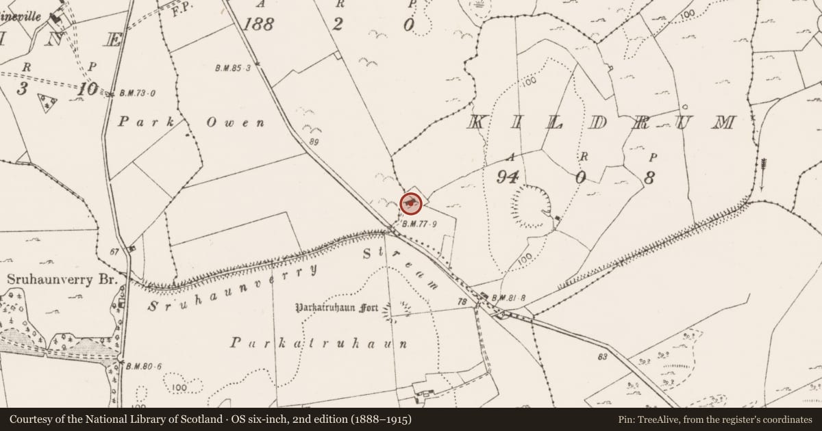 Ordnance Survey six-inch map, 2nd edition (1888–1915) covering the location of Barrow - unclassified, Kildrum, County Clare, with a pin at the register's coordinates