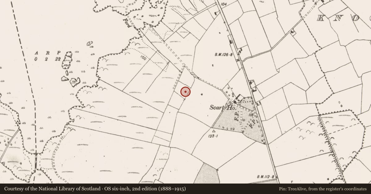 Ordnance Survey six-inch map, 2nd edition (1888–1915) covering the location of Fulacht fia, Teeronea, County Clare, with a pin at the register's coordinates