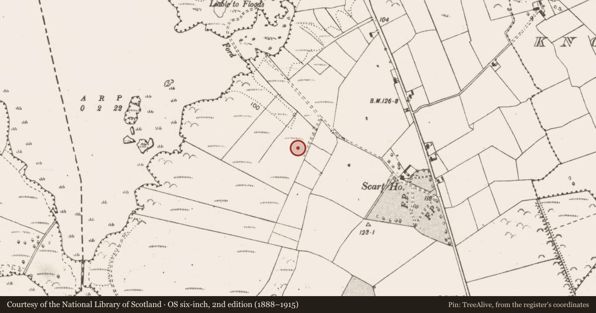 Ordnance Survey six-inch map, 2nd edition (1888–1915) covering the location of Fulacht fia, Teeronea, County Clare, with a pin at the register's coordinates