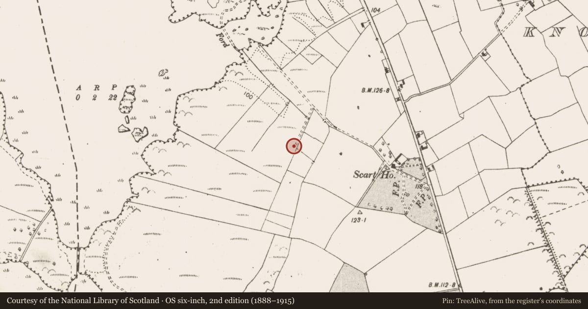 Ordnance Survey six-inch map, 2nd edition (1888–1915) covering the location of Fulacht fia, Teeronea, County Clare, with a pin at the register's coordinates