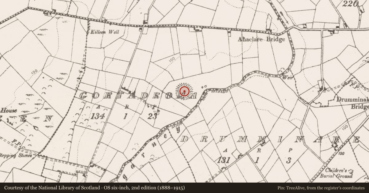 Ordnance Survey six-inch map, 2nd edition (1888–1915) covering the location of Barrow - unclassified, Gortadroma, County Clare, with a pin at the register's coordinates