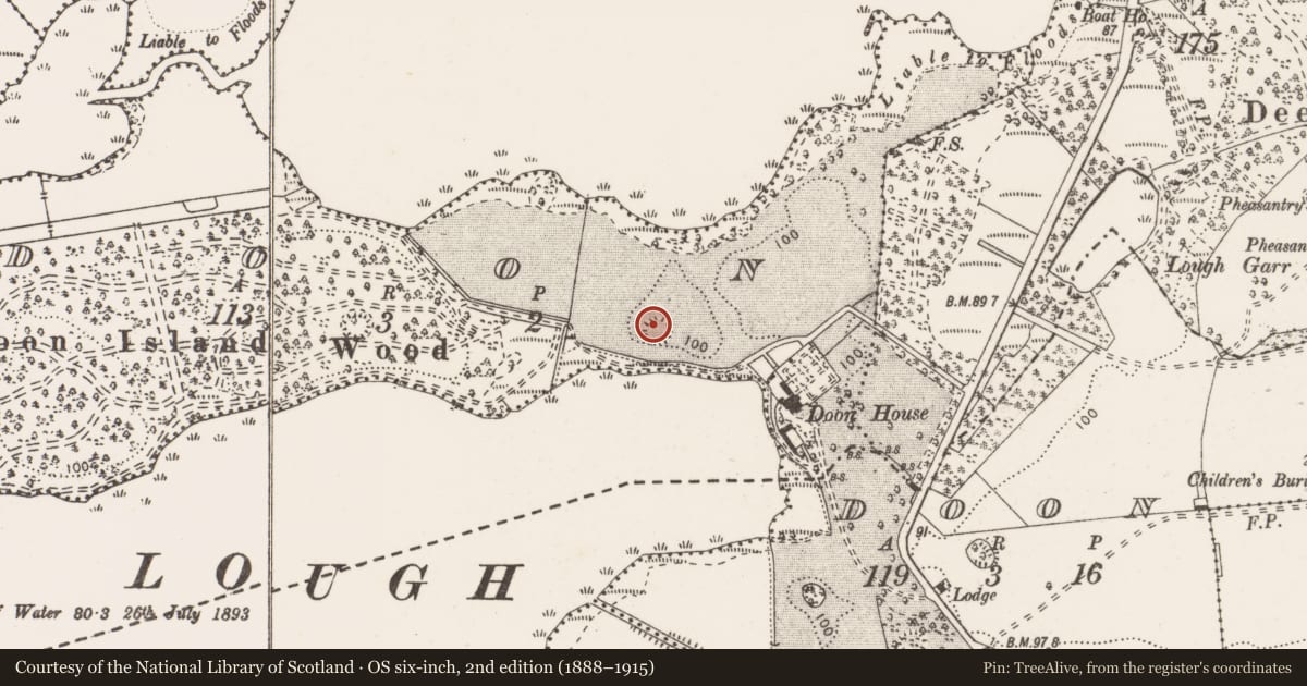 Ordnance Survey six-inch map, 2nd edition (1888–1915) covering the location of Enclosure, Doon, County Clare, with a pin at the register's coordinates