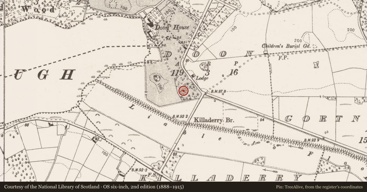 Ordnance Survey six-inch map, 2nd edition (1888–1915) covering the location of Enclosure, Doon, County Clare, with a pin at the register's coordinates