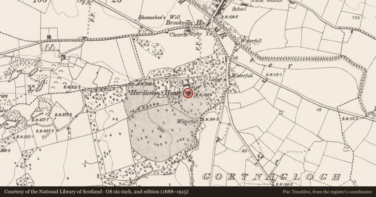 Ordnance Survey six-inch map, 2nd edition (1888–1915) covering the location of House - 16th/17th century, Hurdleston, County Clare, with a pin at the register's coordinates
