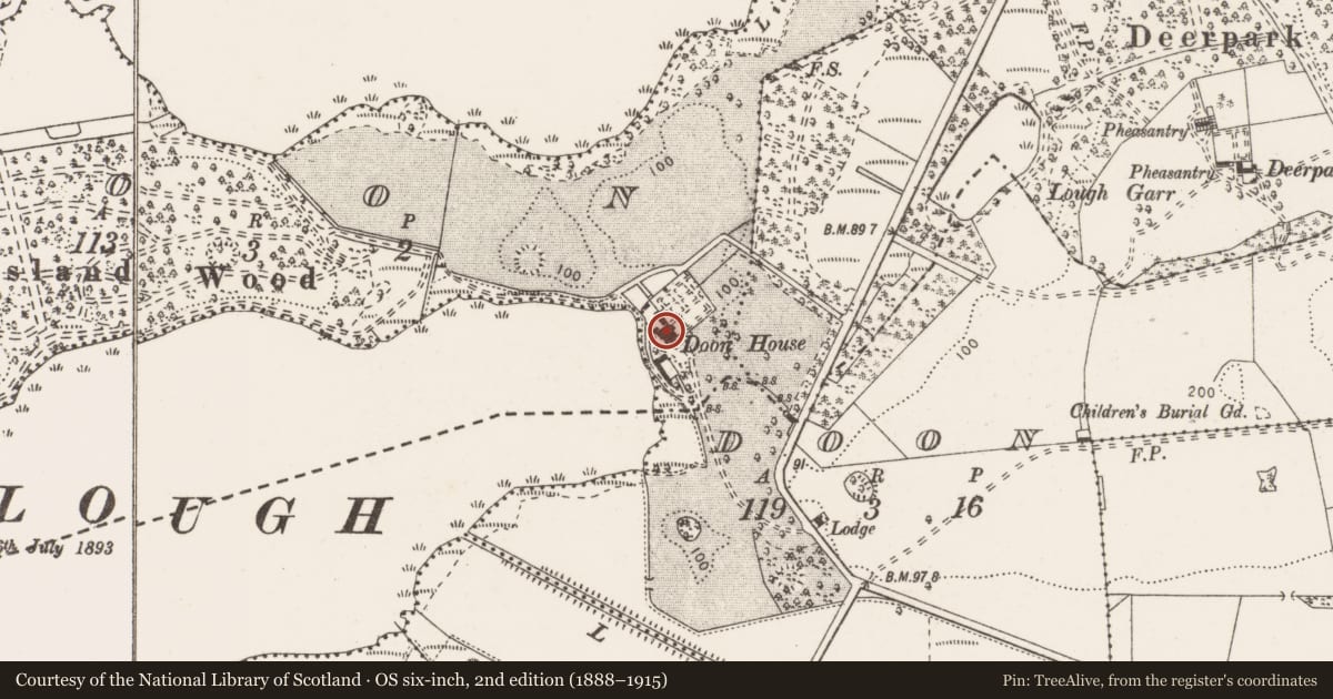 Ordnance Survey six-inch map, 2nd edition (1888–1915) covering the location of Castle - unclassified, Doon, County Clare, with a pin at the register's coordinates