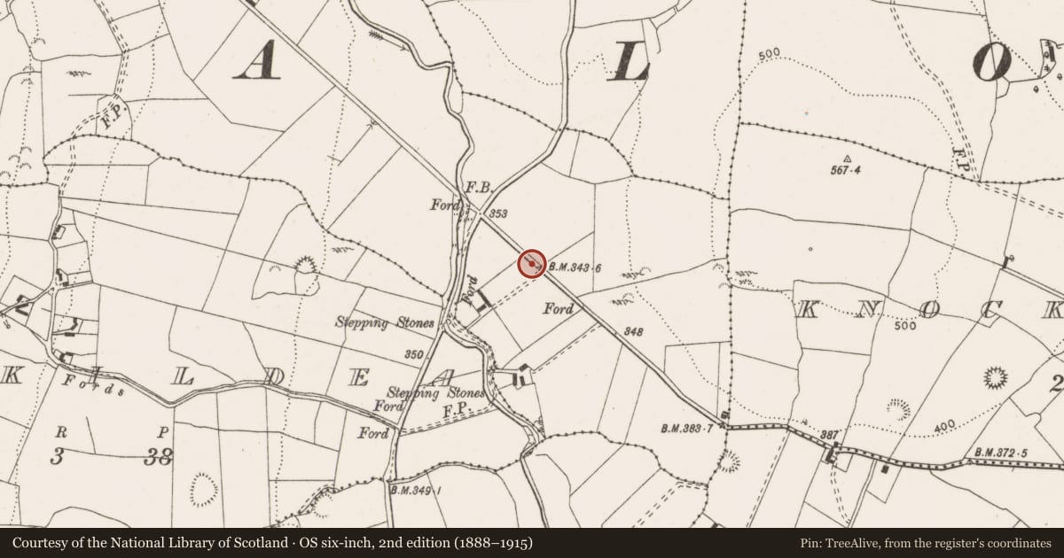 Ordnance Survey six-inch map, 2nd edition (1888–1915) covering the location of Megalithic structure, Gortmagy, County Clare, with a pin at the register's coordinates