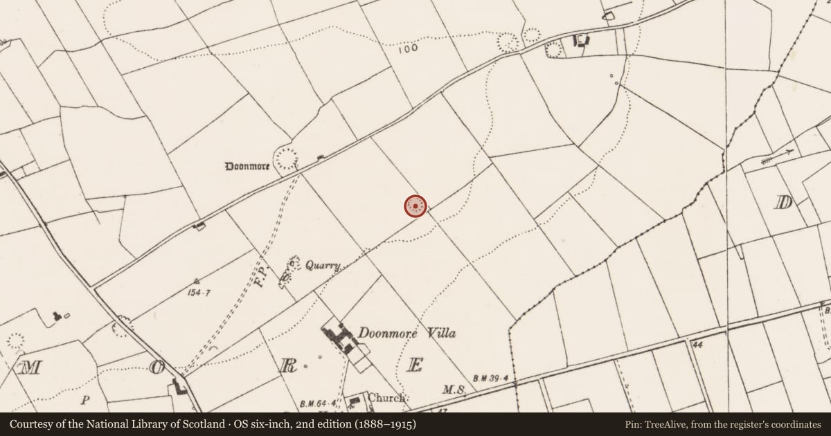 Ordnance Survey six-inch map, 2nd edition (1888–1915) covering the location of Ringfort - rath, Doonmore, County Clare, with a pin at the register's coordinates