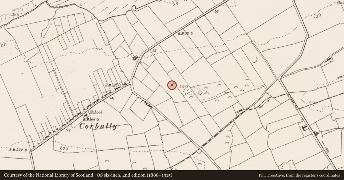 Ordnance Survey six-inch map, 2nd edition (1888–1915) covering the location of Earthwork, Farrihy, County Clare, with a pin at the register's coordinates