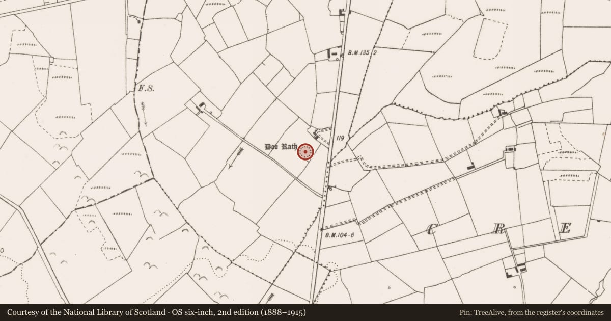 Ordnance Survey six-inch map, 2nd edition (1888–1915) covering the location of Ringfort - rath, Cloghaun More (West), County Clare, with a pin at the register's coordinates