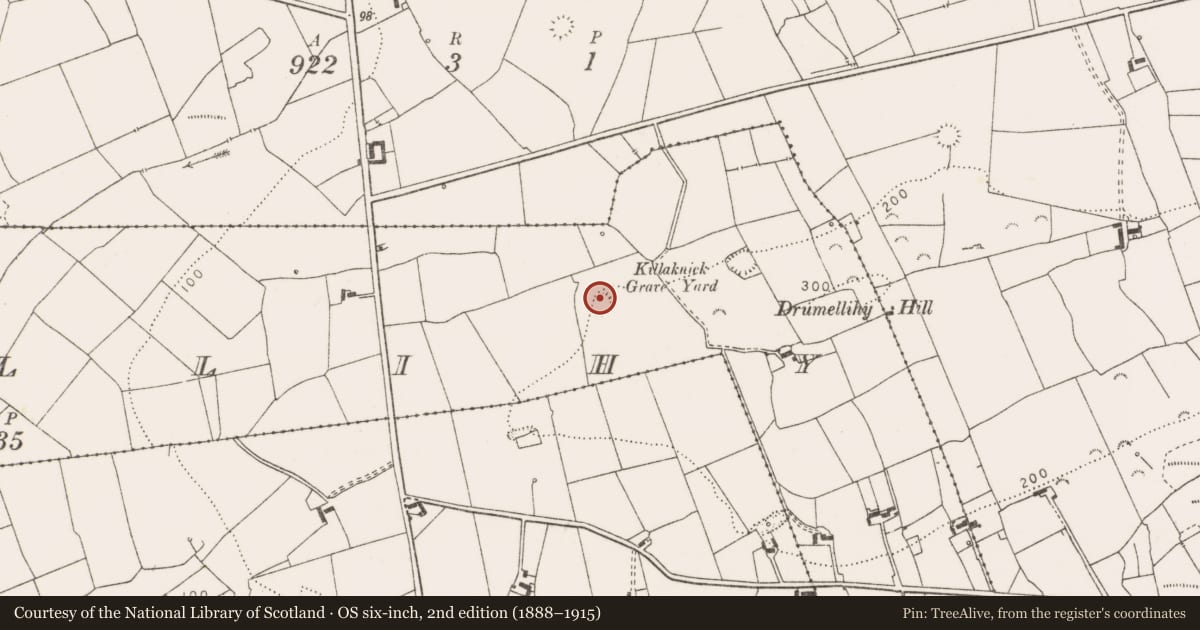 Ordnance Survey six-inch map, 2nd edition (1888–1915) covering the location of Ringfort - rath, Drumellihy (Westropp), County Clare, with a pin at the register's coordinates