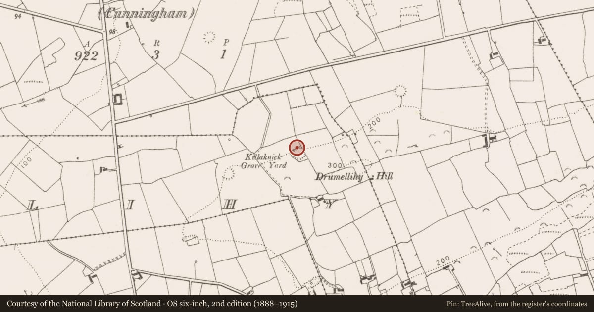 Ordnance Survey six-inch map, 2nd edition (1888–1915) covering the location of Enclosure, Drumellihy (Westropp), County Clare, with a pin at the register's coordinates