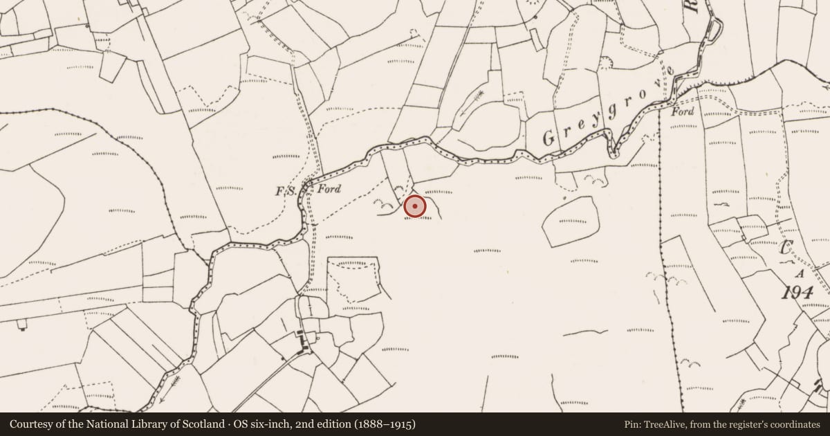 Ordnance Survey six-inch map, 2nd edition (1888–1915) covering the location of Enclosure, Knockalough, County Clare, with a pin at the register's coordinates